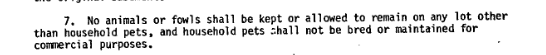 Livestock clause from Brookhaven Phase 1 Covenants (1976)